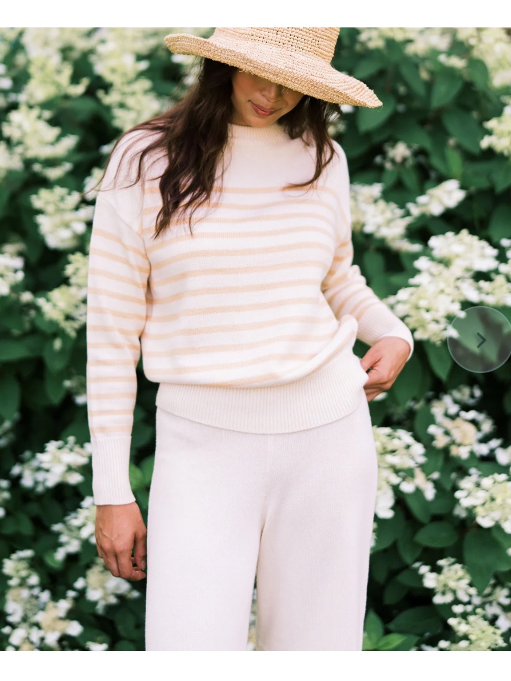 minnow cream and tan stripe knit sweater